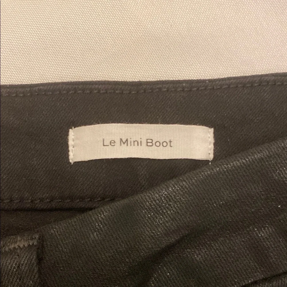 Frame Le Mini Boot in Noir Coated Black Bootcut Stretch Jeans 32 - Picture 13 of 15